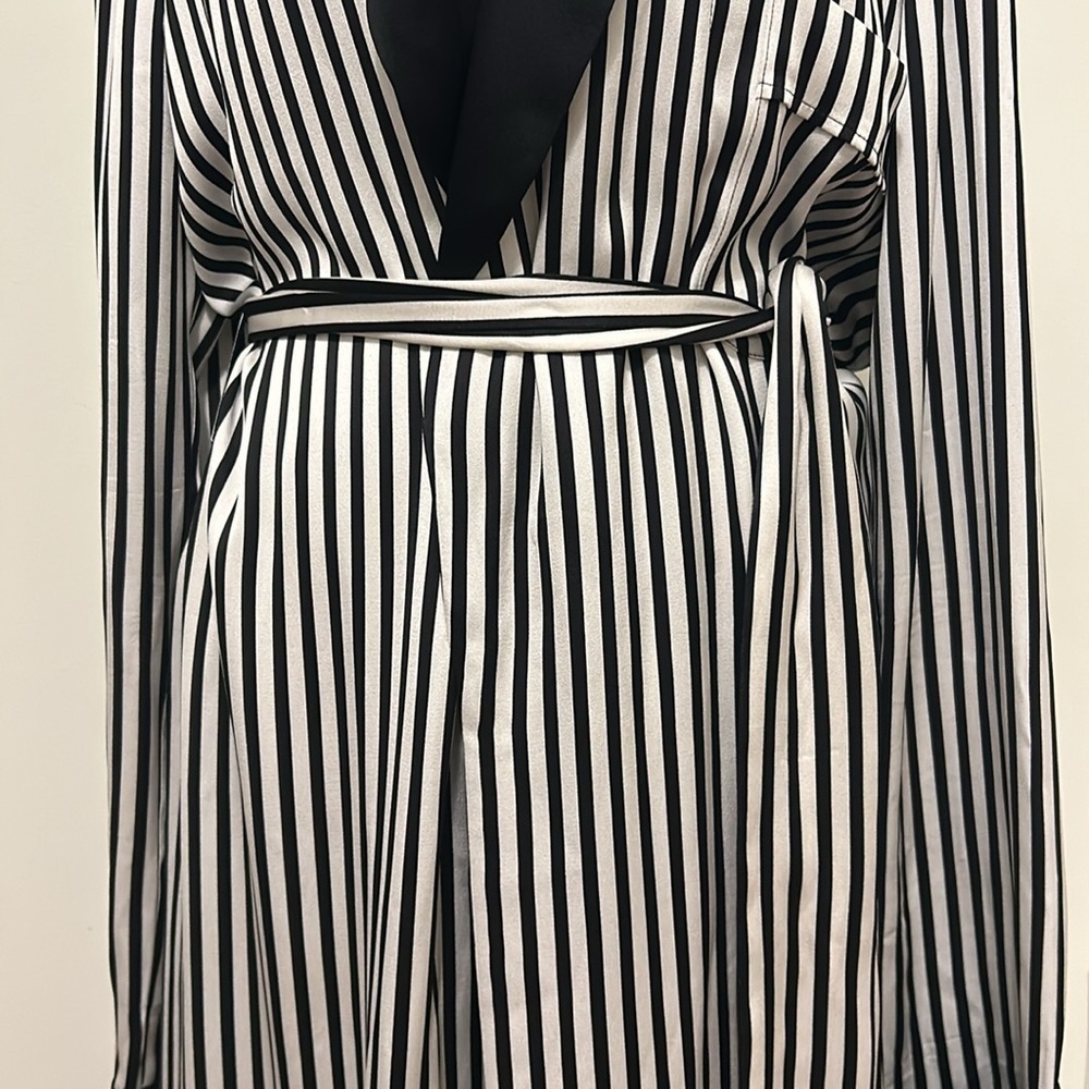 Ralph Lauren $2890 Purple Label Black and White Stripe Kalpita Coat Size 10 - Picture 7 of 15
